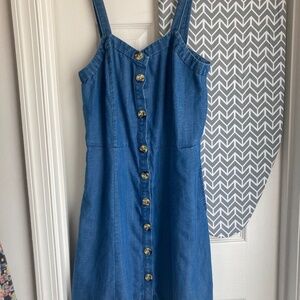 Loft Denim Chambray Button Down Dress Small EUC